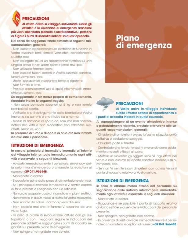 Piano di Emergenza // Notfallplan // Safety Plan